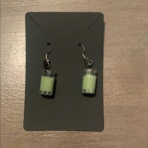 Green boba earrings